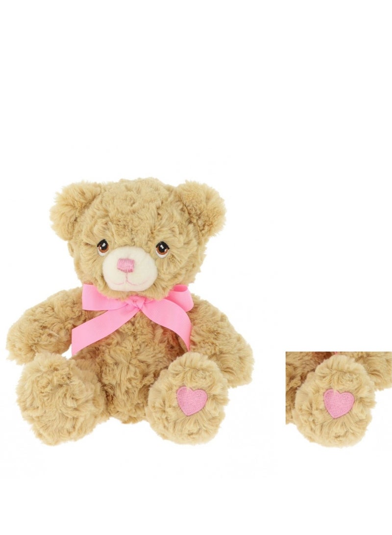 25cm Keeleco Bramble Bear with Pink Heart & Ribbon