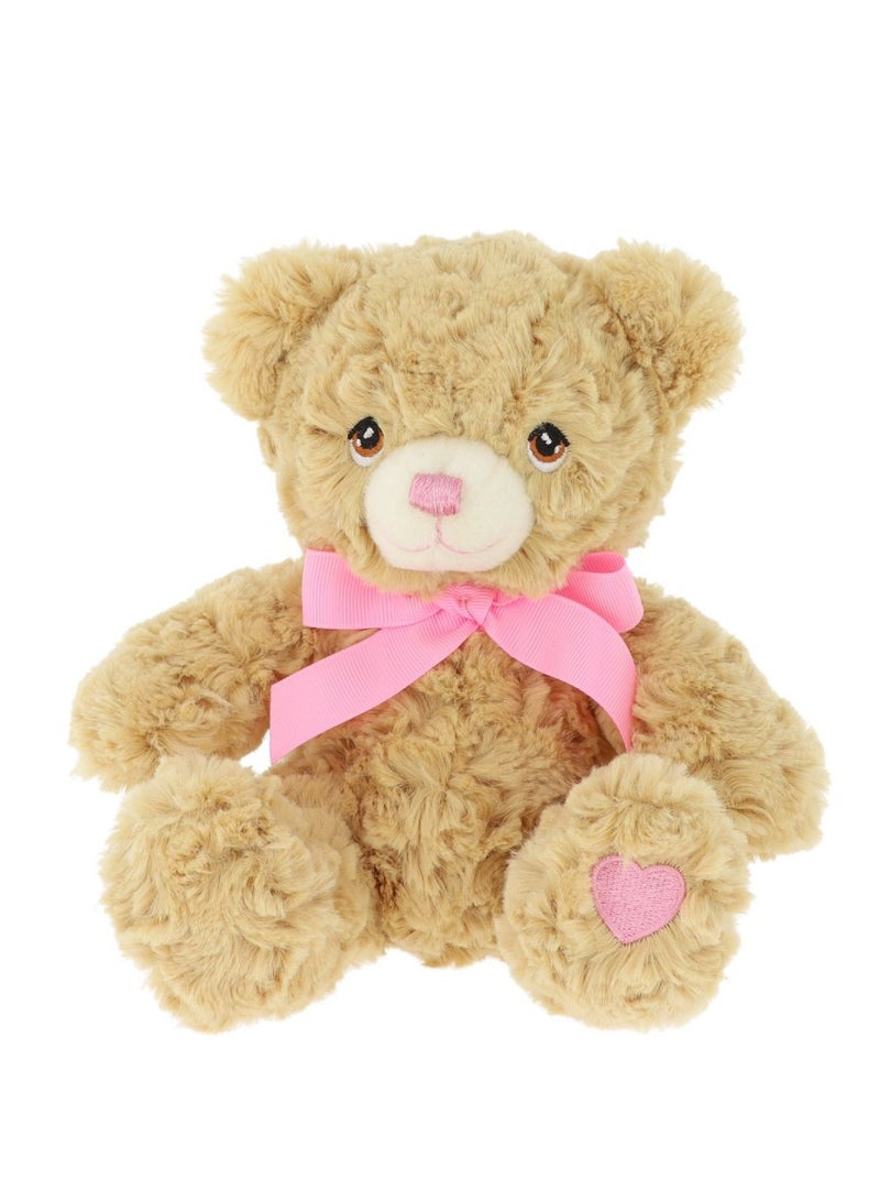 25cm Keeleco Bramble Bear with Pink Heart & Ribbon