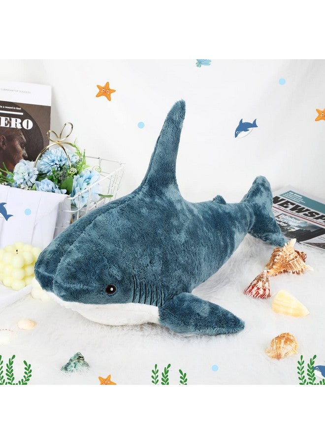 Giant Shark Plush Pillow Large Shark Body Pillow Soft Stuffed Animal Toys Hammerhead Shark Blue Large Stuffed Animals Shark Decor For Men Women Funny Gifts Home Room Party Holiday (23.6 Inch)