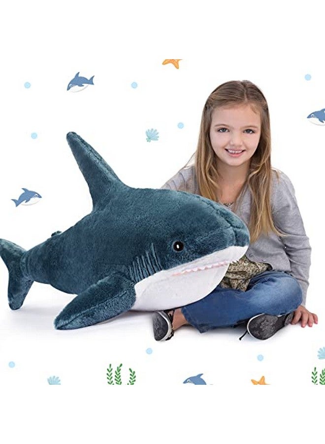 Giant Shark Plush Pillow Large Shark Body Pillow Soft Stuffed Animal Toys Hammerhead Shark Blue Large Stuffed Animals Shark Decor For Men Women Funny Gifts Home Room Party Holiday (23.6 Inch)