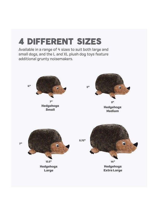 Hedgehogz Squeaky Dog Toy Cuddly Soft Toy For Dogs Durable Plush Fluffy Toy For Awesome Pets Lg Model:32022 Brown Medium