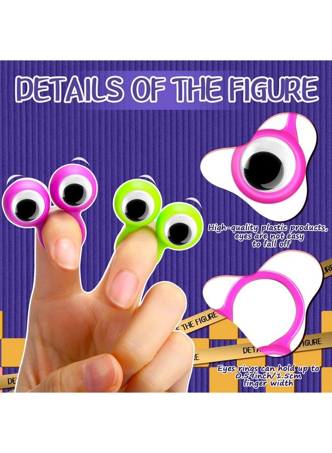 120 Pcs Eyeball Ring Eye Finger Puppets Wiggly Plastic Finger Eyeballs Colorful Googly Eyes Rings Party Favor Toys For Classroom Reading Girls Boys Birthday Party Favors Game Props