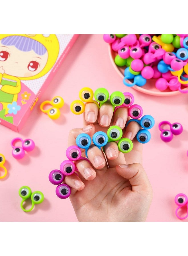 120 Pcs Eyeball Ring Eye Finger Puppets Wiggly Plastic Finger Eyeballs Colorful Googly Eyes Rings Party Favor Toys For Classroom Reading Girls Boys Birthday Party Favors Game Props