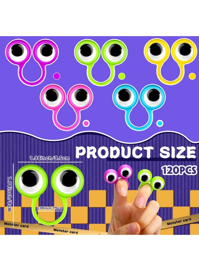 120 Pcs Eyeball Ring Eye Finger Puppets Wiggly Plastic Finger Eyeballs Colorful Googly Eyes Rings Party Favor Toys For Classroom Reading Girls Boys Birthday Party Favors Game Props