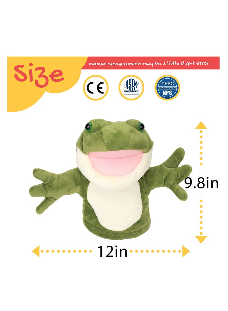 Hand Puppets Plush Toys, KASTWAVE Frog Open Mouth Animal Toys Movable Stuffed Toy for Creative Birthday Gift Kids (10'')