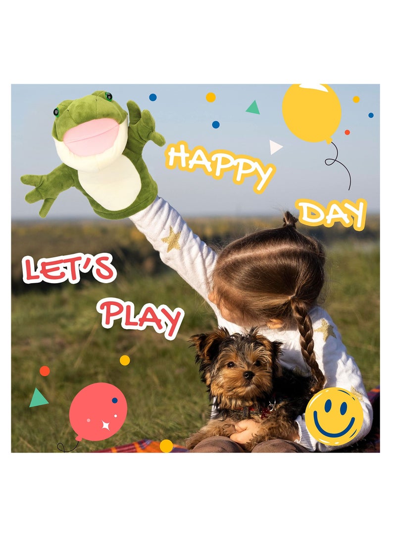 Hand Puppets Plush Toys, Frog Open Mouth Animal Toys Movable Stuffed Toy for Creative Birthday Gift Kids (10'')