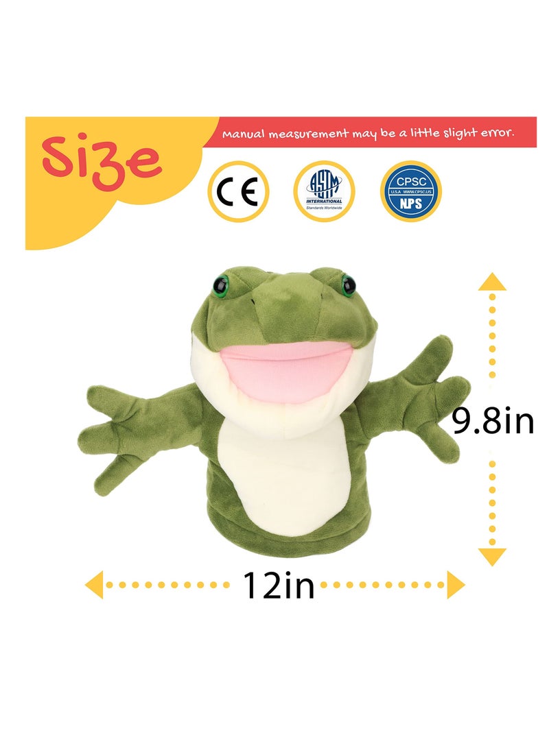 Hand Puppets Plush Toys, Frog Open Mouth Animal Toys Movable Stuffed Toy for Creative Birthday Gift Kids (10'')