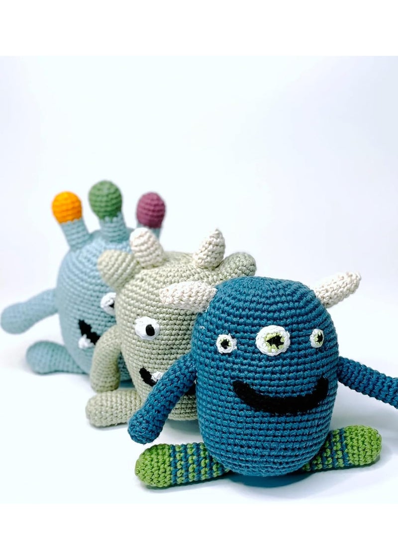 Pebble Handmade Monster Crochet Fair Trade Imaginative Expressive Premium Stuffed Animal Soft Plush Toy- Gift for Kids- Easily Washable toy for little babies