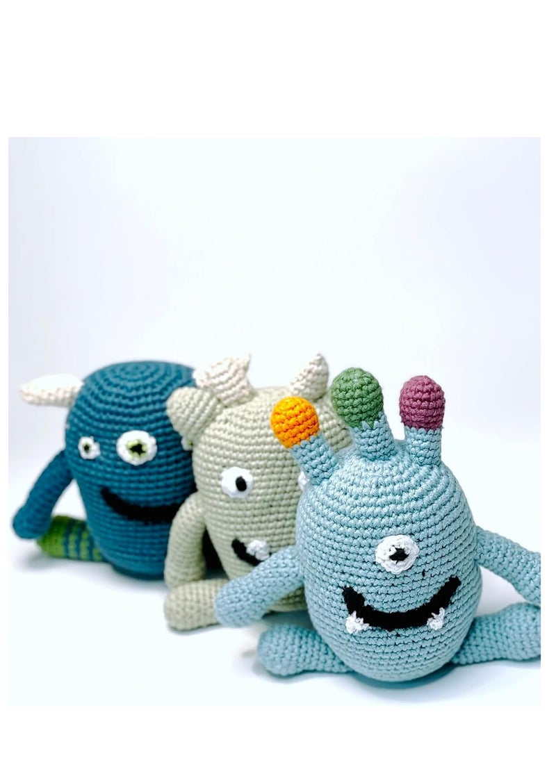 Pebble Handmade Monster Crochet Fair Trade Imaginative Expressive Premium Stuffed Animal Soft Plush Toy- Gift for Kids- Easily Washable toy for little babies