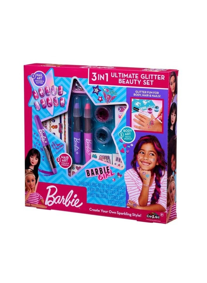 Barbie 3 in 1 Ultimate Glitter Beauty Set