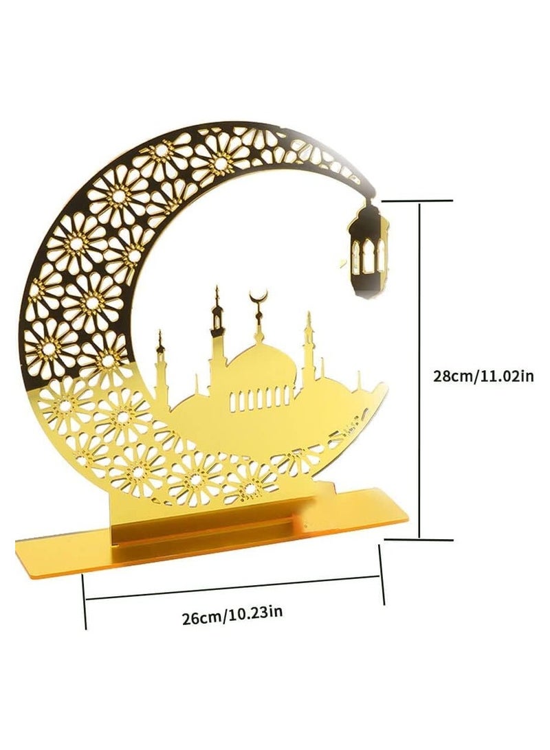 Elegant Acrylic Ramadan Decorations for Home Lightweight Islamic Craft Ornaments, Perfect Crescent Ornaments for Ramadan Parties, Radiant in Gold.