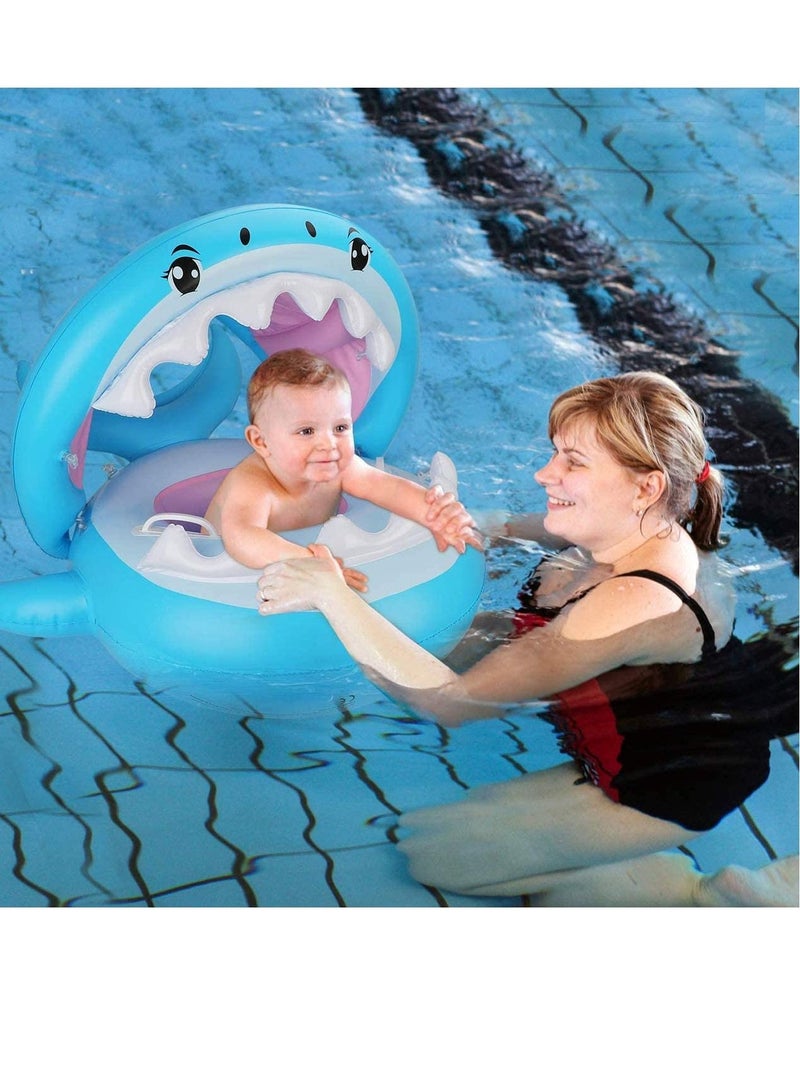 Airbags Floating Inflatable Swimming Float Baby Ring Pool with Canopy Floatie Swim for Kids Aged 9-36 Months