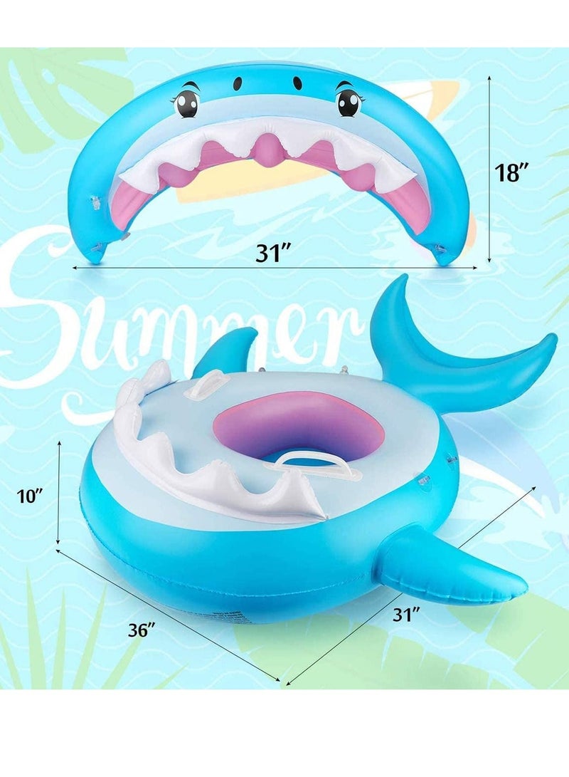 Airbags Floating Inflatable Swimming Float Baby Ring Pool with Canopy Floatie Swim for Kids Aged 9-36 Months