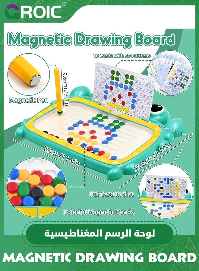 Magnetic Dots Drawing Board Travel Games for Kids, Little Bear Magnetic Dot Art with Magnetic Pen and Beads for Kids,Montessori Magnetic Dots Board for Kids