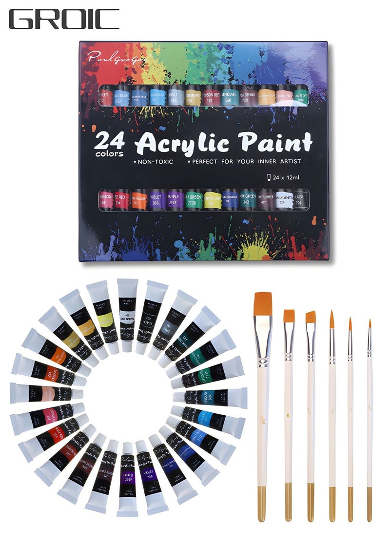 Watercolor Paint Set – Includes 24 Colors, Brushes，Children's Painting Set,DIY Art Painting Watercolor