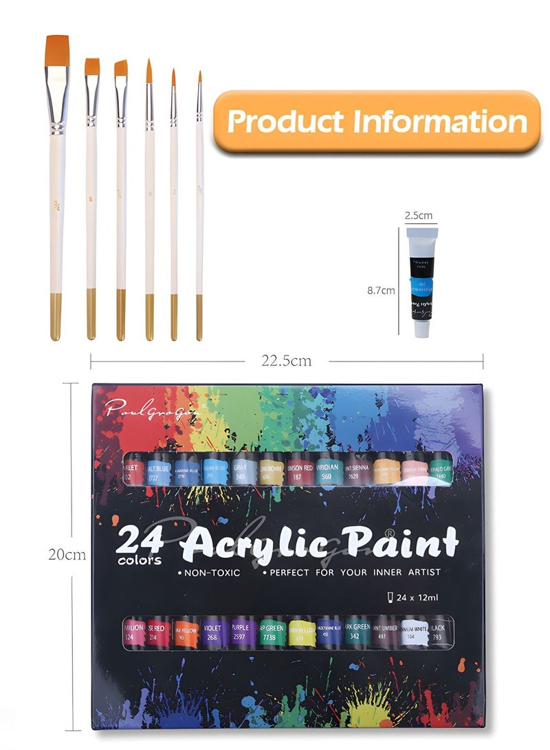 Watercolor Paint Set – Includes 24 Colors, Brushes，Children's Painting Set,DIY Art Painting Watercolor