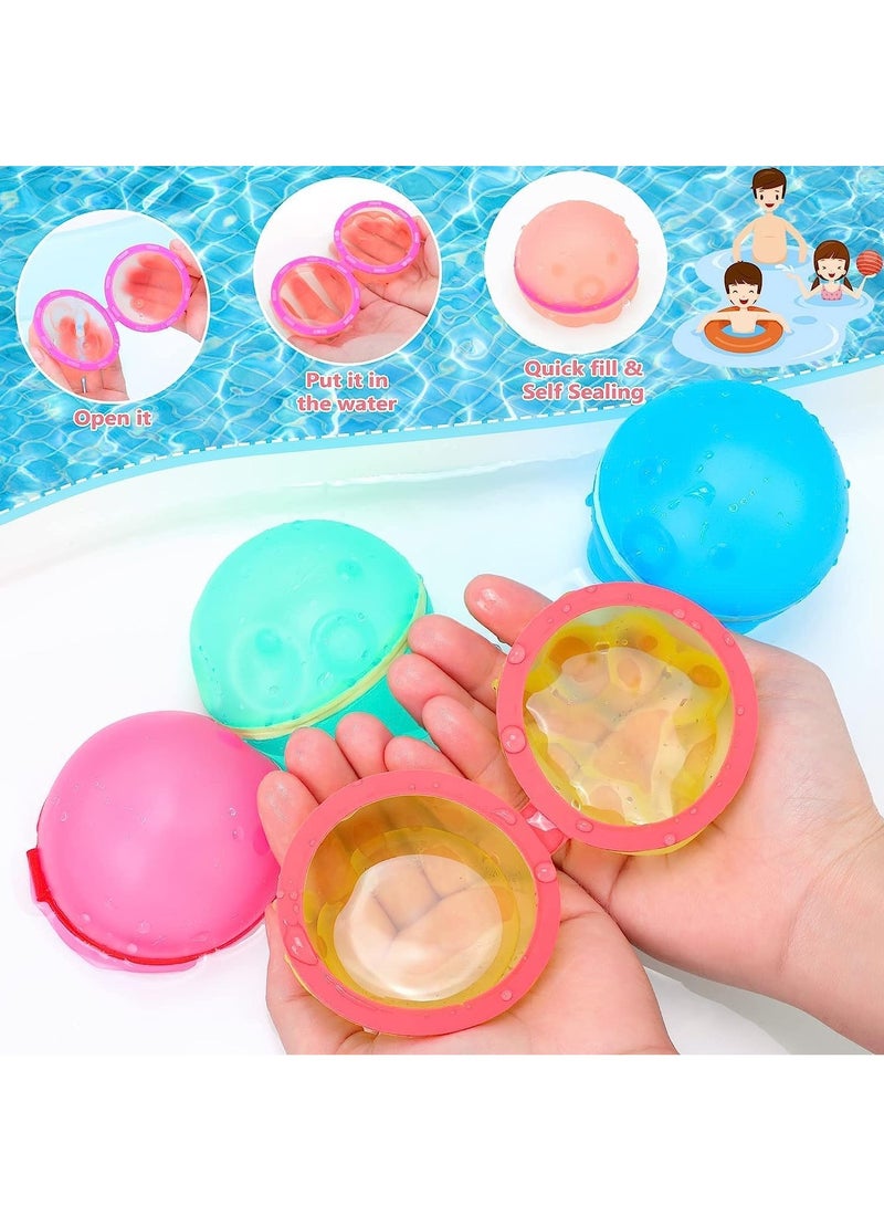 Water Balloons Reusable 6 PCS Soft Silicone Water Splash Ball for Kids School Self-Sealing Refillable Water Ballfor Kids Adults Fun Water Fight Game Summer Swimming Pool Party Supplies（C）