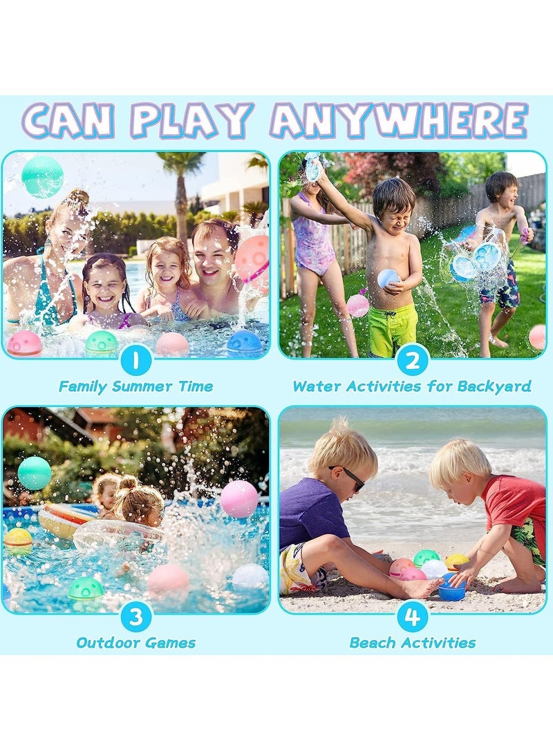 Water Balloons Reusable 6 PCS Soft Silicone Water Splash Ball for Kids School Self-Sealing Refillable Water Ballfor Kids Adults Fun Water Fight Game Summer Swimming Pool Party Supplies（C）