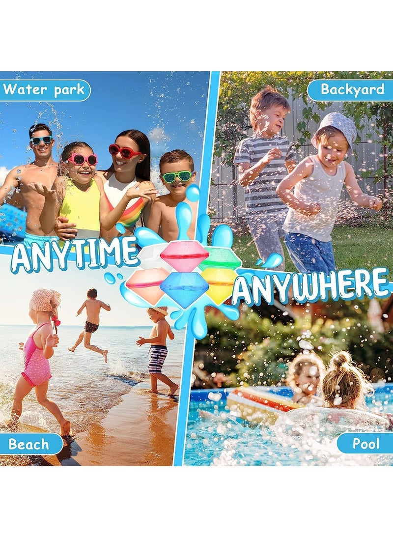 Water Bomb Balloons Reusable 6 PCS Soft Silicone Water Splash Ball for Kids School Self-Sealing Refillable Water Bomb for Kids Adults Fun Water Fight Game Summer Swimming Pool Party Supplies（A）
