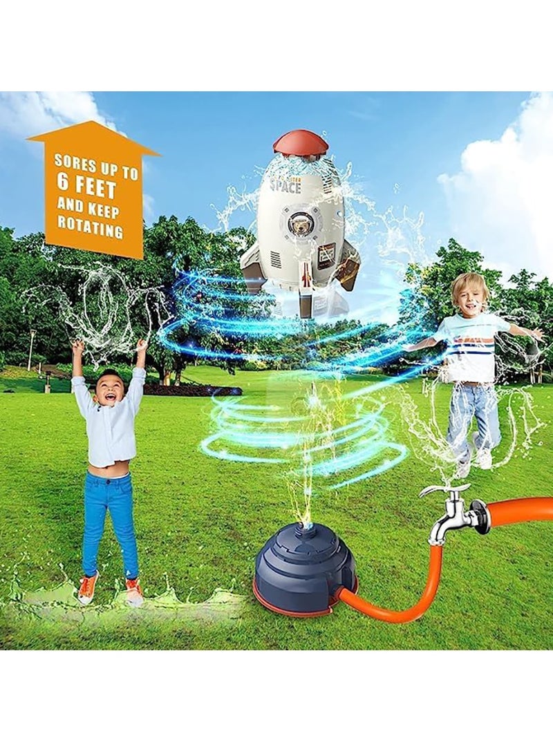 Sprinkler Rocket Water Toys for Kids Water Spray Rocket,Hydro Launch Water Rocket Toys Attaches to Garden Hose Splashing Fun Toys Summer Yard Outdoor Water Toys for Kids Age 3+ (White)