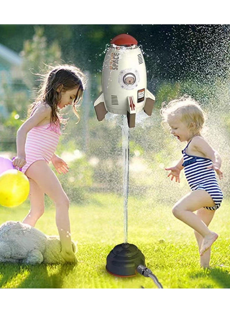 Sprinkler Rocket Water Toys for Kids Water Spray Rocket,Hydro Launch Water Rocket Toys Attaches to Garden Hose Splashing Fun Toys Summer Yard Outdoor Water Toys for Kids Age 3+ (White)