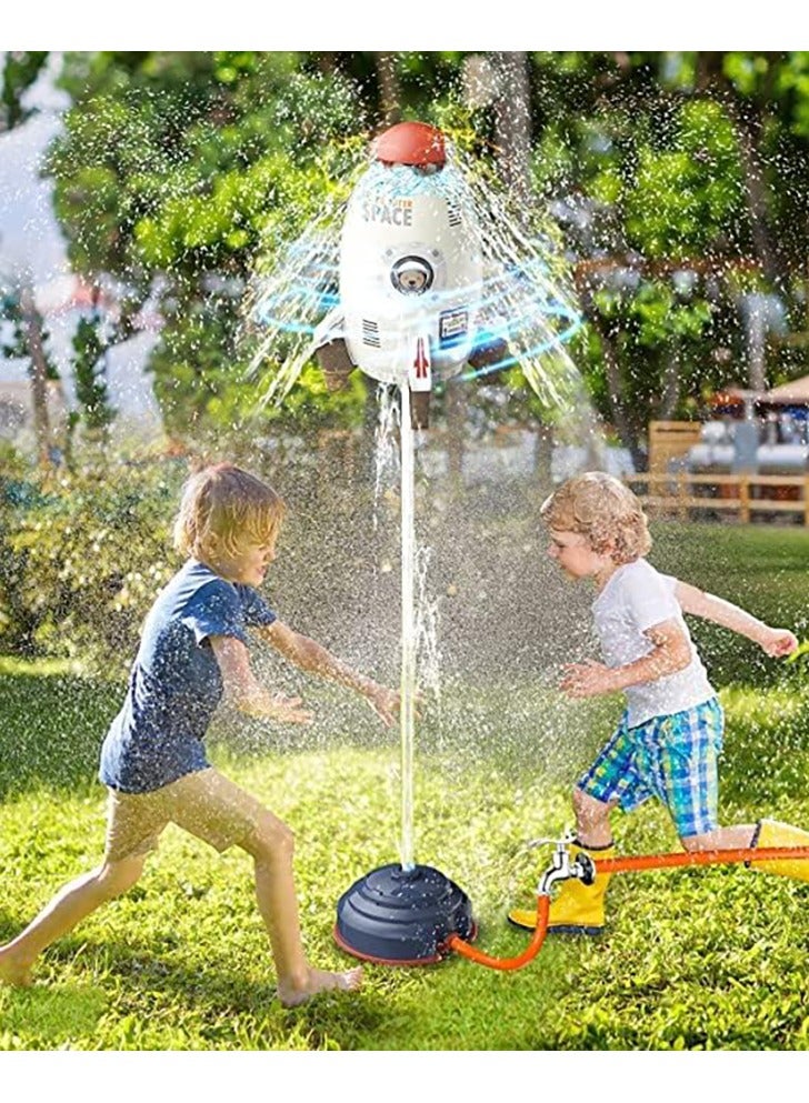 Sprinkler Rocket Water Toys for Kids Water Spray Rocket,Hydro Launch Water Rocket Toys Attaches to Garden Hose Splashing Fun Toys Summer Yard Outdoor Water Toys for Kids Age 3+ (White)