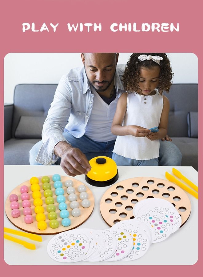 96 Pieces Wooden Peg Board Clip Beads Game Card Color Sorting Stacking Art Counting Educational Toys Matching Game for Toddlers