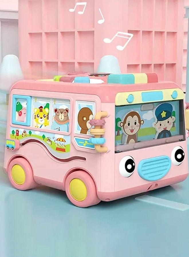 Multi-Functional Smart Bus Toys For Kids Musical Toys With Music Light Rollers Gears Tools Playset Shape Sorting Toys Push Pull Along Toys Kids Toys Learning Educational Toys For Kids Boy Girl