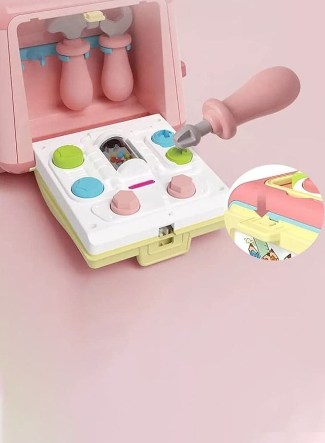 Multi-Functional Smart Bus Toys For Kids Musical Toys With Music Light Rollers Gears Tools Playset Shape Sorting Toys Push Pull Along Toys Kids Toys Learning Educational Toys For Kids Boy Girl