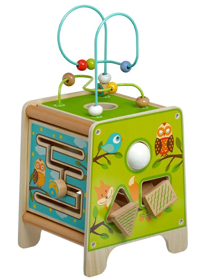 5 In 1 Wooden Activity Cube For Kids Educational Baby Toy With Bead Maze Shape Color Sorter Xylophone For Toddlers Montessori Learning Preschool Activity Cube Toys For Boys Girls 1+Years