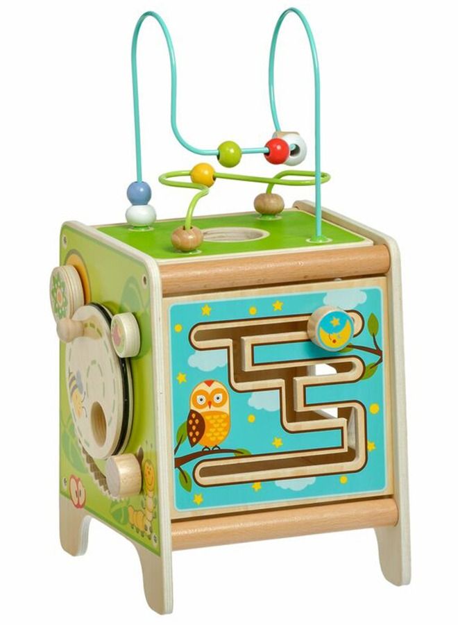 5 In 1 Wooden Activity Cube For Kids Educational Baby Toy With Bead Maze Shape Color Sorter Xylophone For Toddlers Montessori Learning Preschool Activity Cube Toys For Boys Girls 1+Years