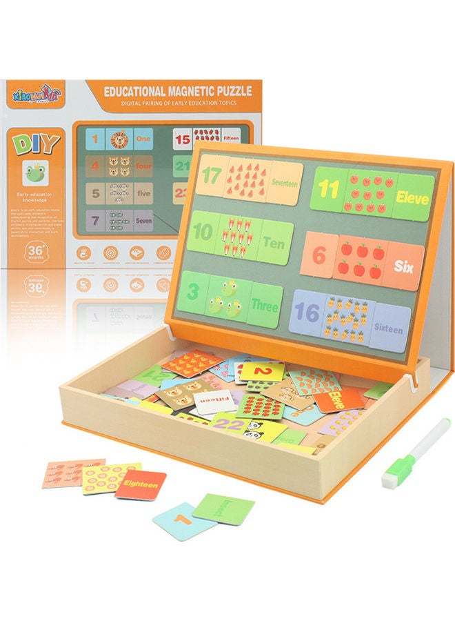 Educational Magnetic Wooden Art Easel Double Side Learning Puzzles Toys For Kids Toddlers Boys Girls Children Games Montessori Gift (Word Matching Theme) 27*4.4*20cm