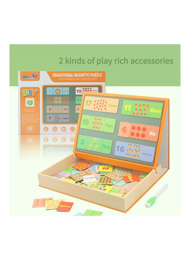 Educational Magnetic Wooden Art Easel Double Side Learning Puzzles Toys For Kids Toddlers Boys Girls Children Games Montessori Gift (Word Matching Theme) 27*4.4*20cm
