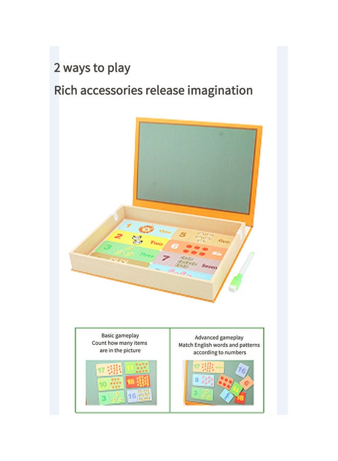 Educational Magnetic Wooden Art Easel Double Side Learning Puzzles Toys For Kids Toddlers Boys Girls Children Games Montessori Gift (Word Matching Theme) 27*4.4*20cm