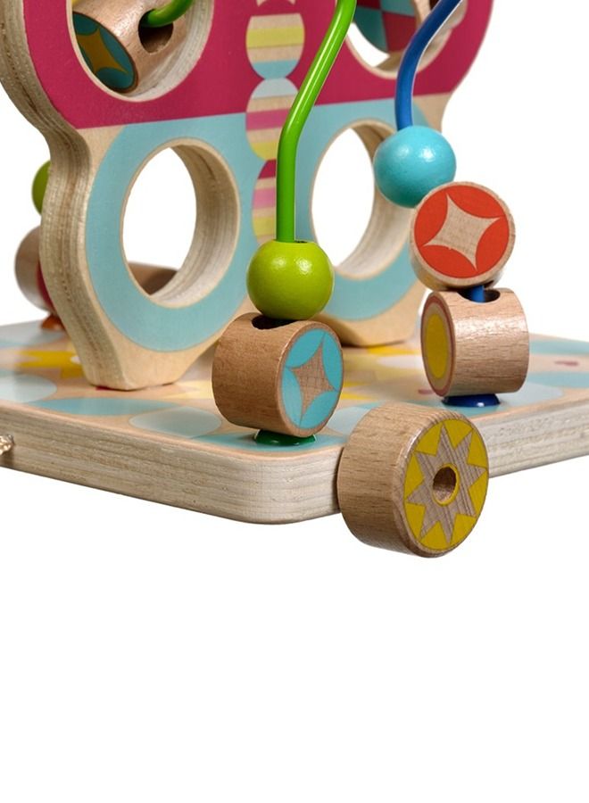 Wooden Beads Maze Roller Coaster Toys For Kids Wooden Pull Along Toy With Wheels Rolling Beads Learning Preschool Activity Center Educational Learning Toy For Boys Girls 1+Years