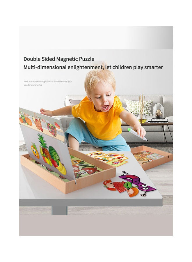 Educational Magnetic Wooden Art Easel Double Side Learning Puzzles Toys For Kids Toddlers Boys Girls Children Games Montessori Gift  (Digital Early Education Theme) 26*4*19cm