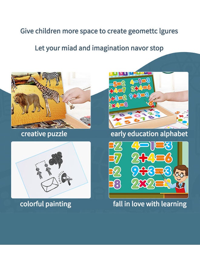Educational Magnetic Wooden Art Easel Double Side Learning Puzzles Toys For Kids Toddlers Boys Girls Children Games Montessori Gift  (Digital Early Education Theme) 26*4*19cm