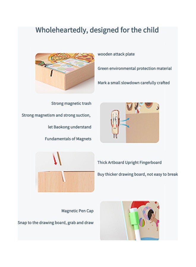 Educational Magnetic Wooden Art Easel Double Side Learning Puzzles Toys For Kids Toddlers Boys Girls Children Games Montessori Gift  (Digital Early Education Theme) 26*4*19cm