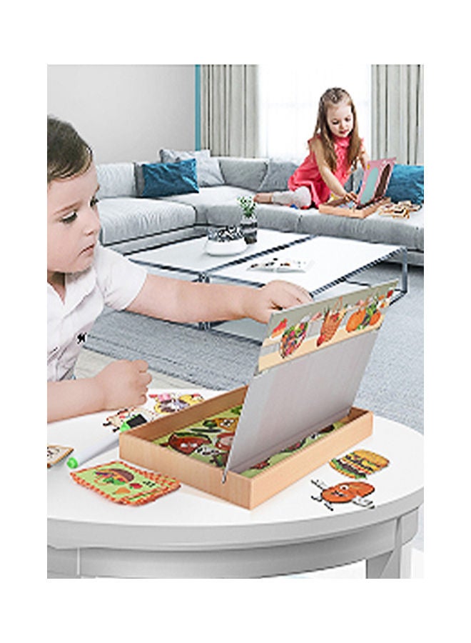 Educational Magnetic Wooden Art Easel Double Side Learning Puzzles Toys For Kids Toddlers Boys Girls Children Games Montessori Gift  (Digital Early Education Theme) 26*4*19cm