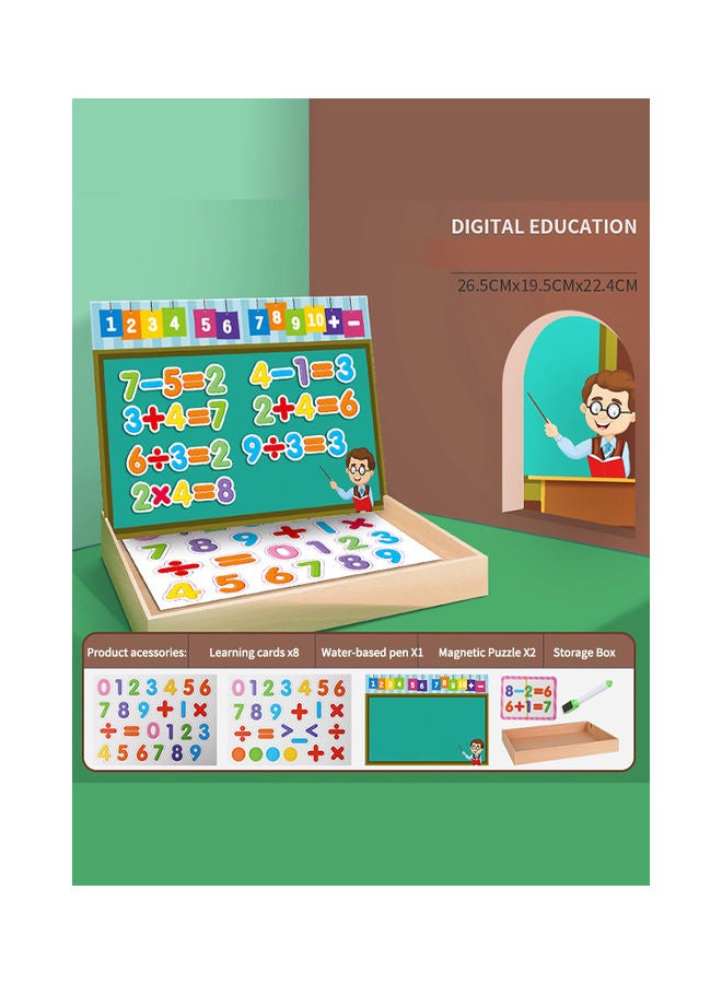 Educational Magnetic Wooden Art Easel Double Side Learning Puzzles Toys For Kids Toddlers Boys Girls Children Games Montessori Gift  (Digital Early Education Theme) 26*4*19cm