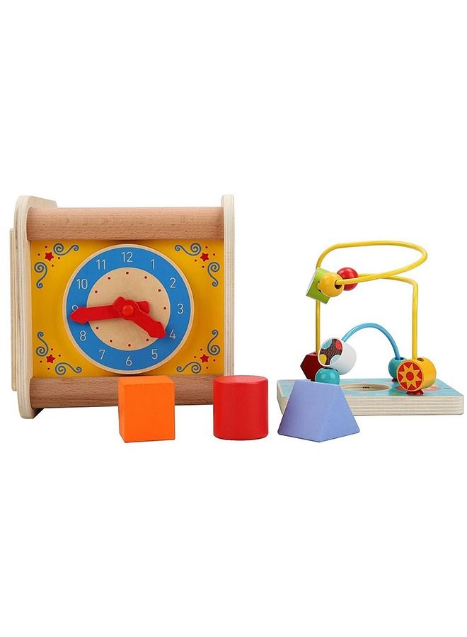 5 in 1 Wooden Activity Cube for kids Beads and Maze Toys with Shape Color Sorter Clock for Toddlers Educational Montessori Learning Preschool Activity Cube Toys for Boys, Girls 1+Years