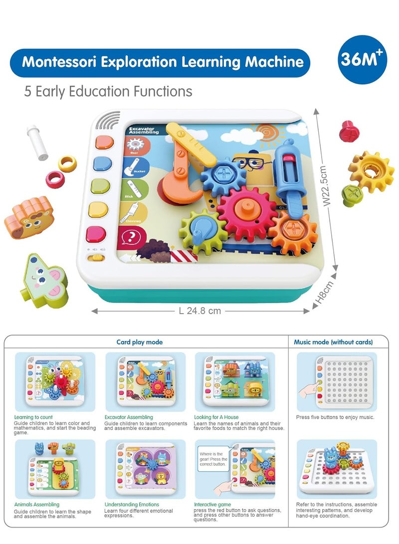 5 in 1 Montessori Early Learning Toys for Kids, Stacking and Sorting Games with Musical Fun- Toddler Busy Board - Preschool STEM Educational Toys for Boys and Girls 1 2 3 4 5 6 Year Old, Smart Toys