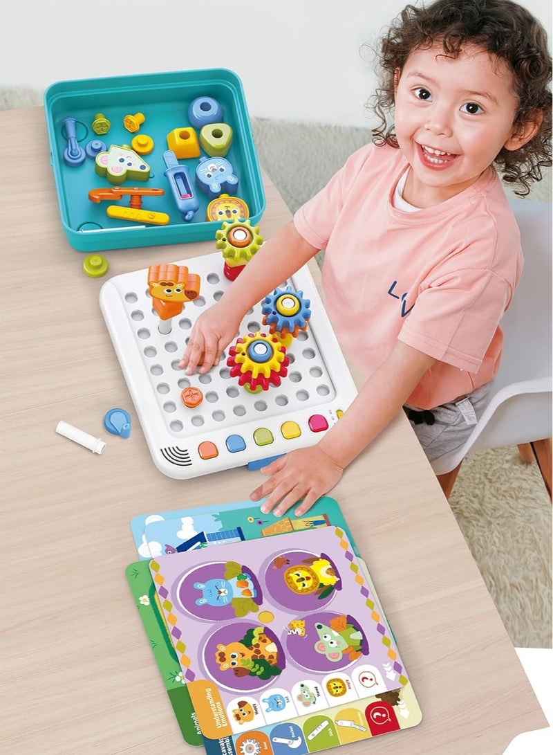5 in 1 Montessori Early Learning Toys for Kids, Stacking and Sorting Games with Musical Fun- Toddler Busy Board - Preschool STEM Educational Toys for Boys and Girls 1 2 3 4 5 6 Year Old, Smart Toys