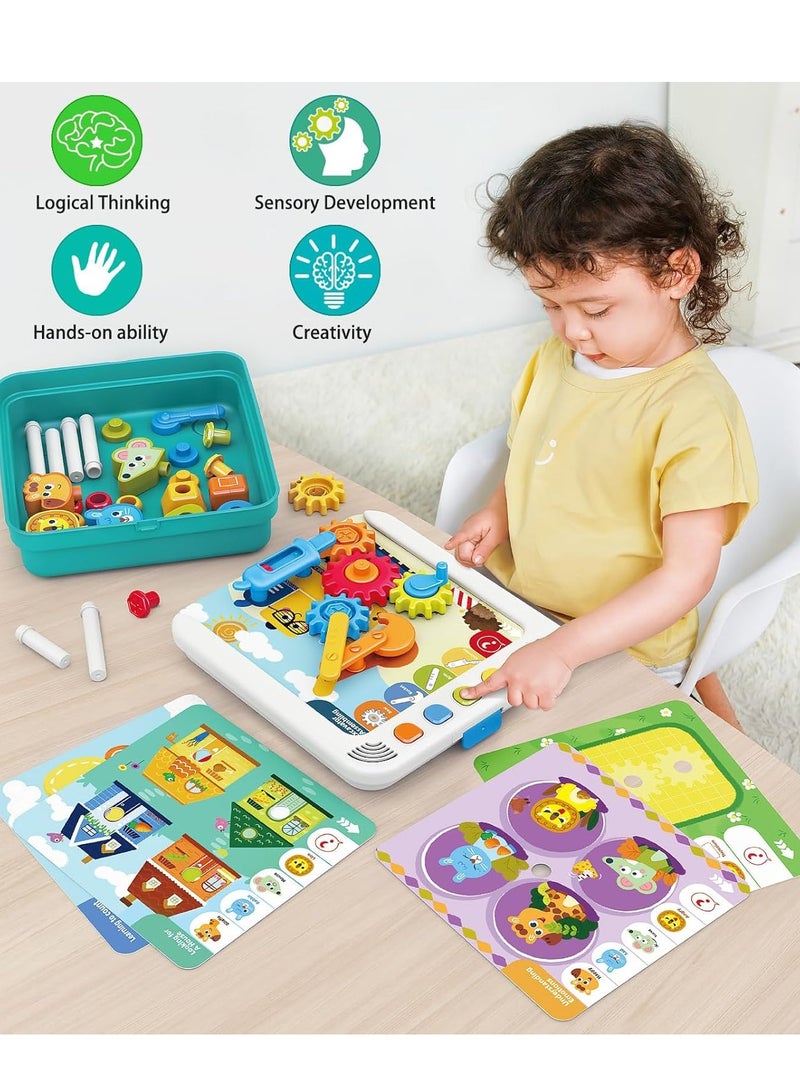 5 in 1 Montessori Early Learning Toys for Kids, Stacking and Sorting Games with Musical Fun- Toddler Busy Board - Preschool STEM Educational Toys for Boys and Girls 1 2 3 4 5 6 Year Old, Smart Toys