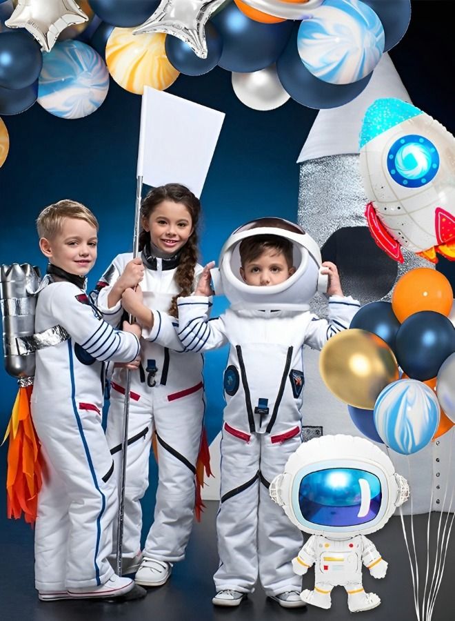 111 PCS Outer Space Party Decorations Balloon Kit, Galaxy Space Theme Arch Kit for Kids Birthday, UFO Rocket Astronaut Set Solar System Party Supplies Aluminum Film Latex Balloons