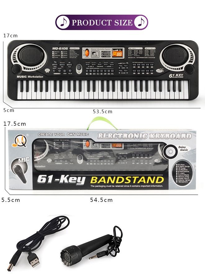 Electronic Portable Keyboard Piano 61 Keyboard with Microphone And Power Supply Digital Musicfor Kids