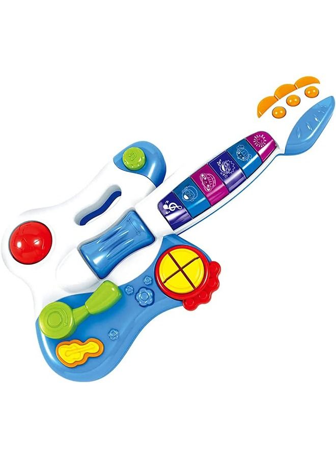 Electronic Dynamic Musical Guitar Toy For Kids Beginner With Pre-Loaded Tunes Flashing Lights Musical Instruments For Kids Learning Educational Toy Guitar For Children'S 1+Years Boys Girls
