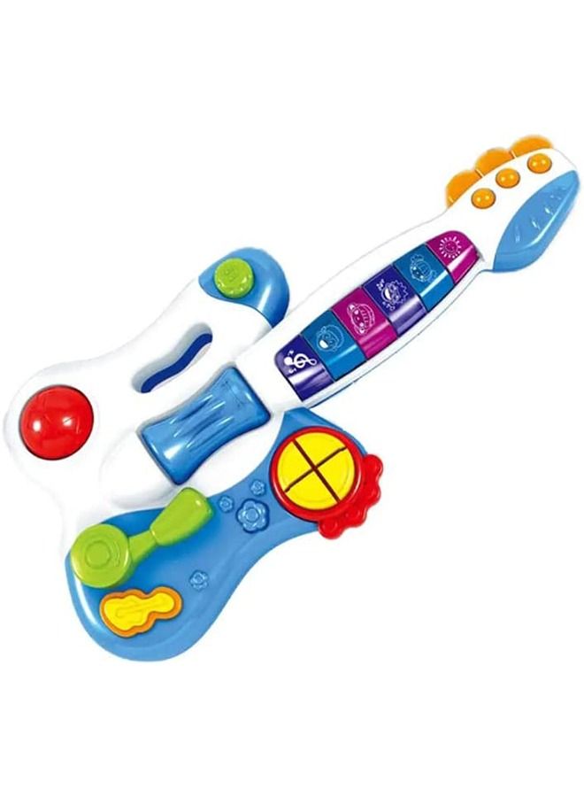 Electronic Dynamic Musical Guitar Toy For Kids Beginner With Pre-Loaded Tunes Flashing Lights Musical Instruments For Kids Learning Educational Toy Guitar For Children'S 1+Years Boys Girls