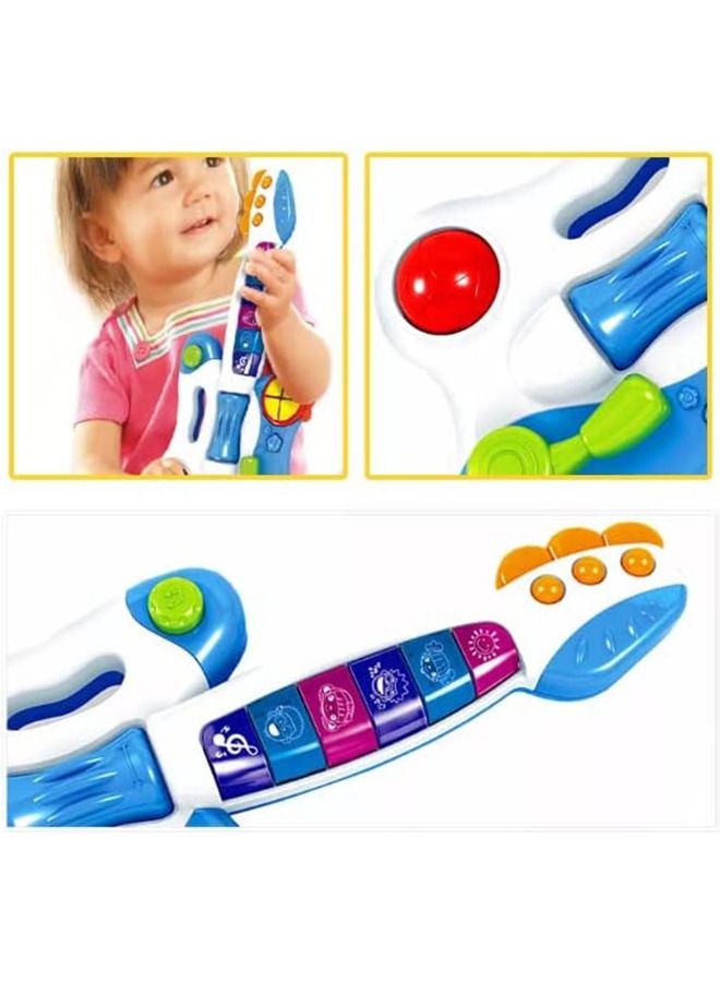 Electronic Dynamic Musical Guitar Toy For Kids Beginner With Pre-Loaded Tunes Flashing Lights Musical Instruments For Kids Learning Educational Toy Guitar For Children'S 1+Years Boys Girls