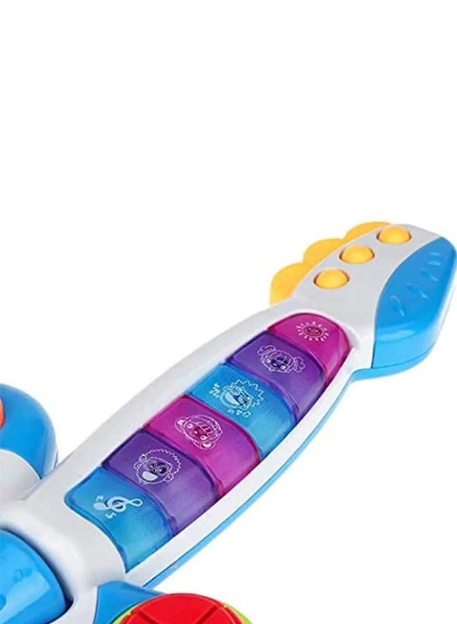 Electronic Dynamic Musical Guitar Toy For Kids Beginner With Pre-Loaded Tunes Flashing Lights Musical Instruments For Kids Learning Educational Toy Guitar For Children'S 1+Years Boys Girls